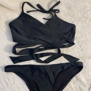 Aerie Wrap Halter top and Cheeky Swim bottoms